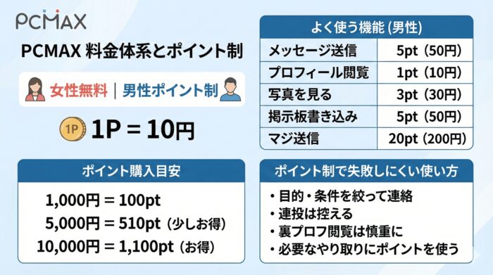 PCMAXの料金体系とポイント制