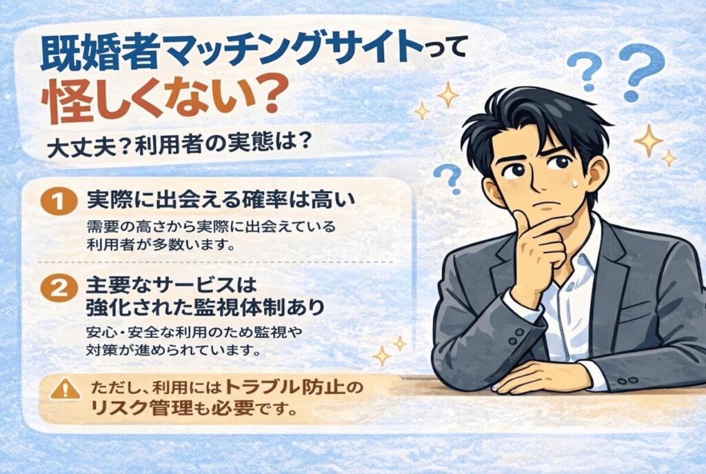 既婚者マッチングサイトって怪しくない？リアルな実態と安全性